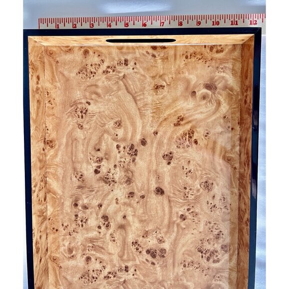 Large Burled Wood Serving Tray 21.25"L x 12"W x 2"H Glossy Finish Serveware - Picture 6 of 12
